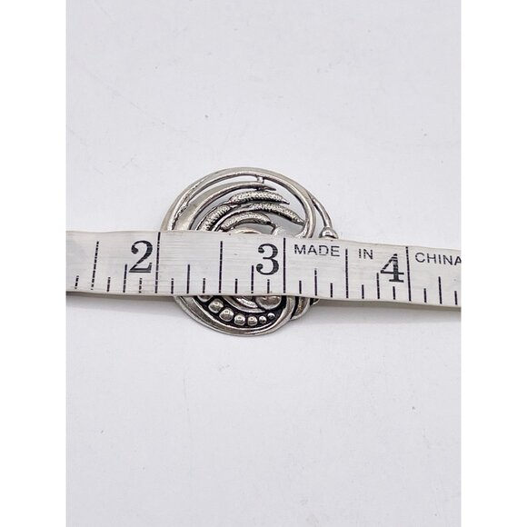 Taylord Sterling Silver Brooch Scroll Leaf Swirl Round Vintage Mid Century - Picture 7 of 7